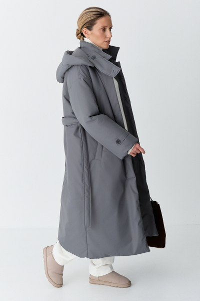 Пальто однобортное утепленное Ricoco, цвет: графитовый, 7012/3 купить онлайн