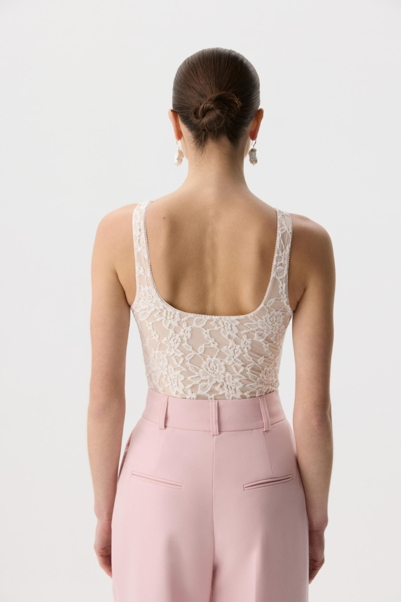 Боди из эластичного кружева Charmstore, цвет: молочный, 218-475112-111 купить онлайн
