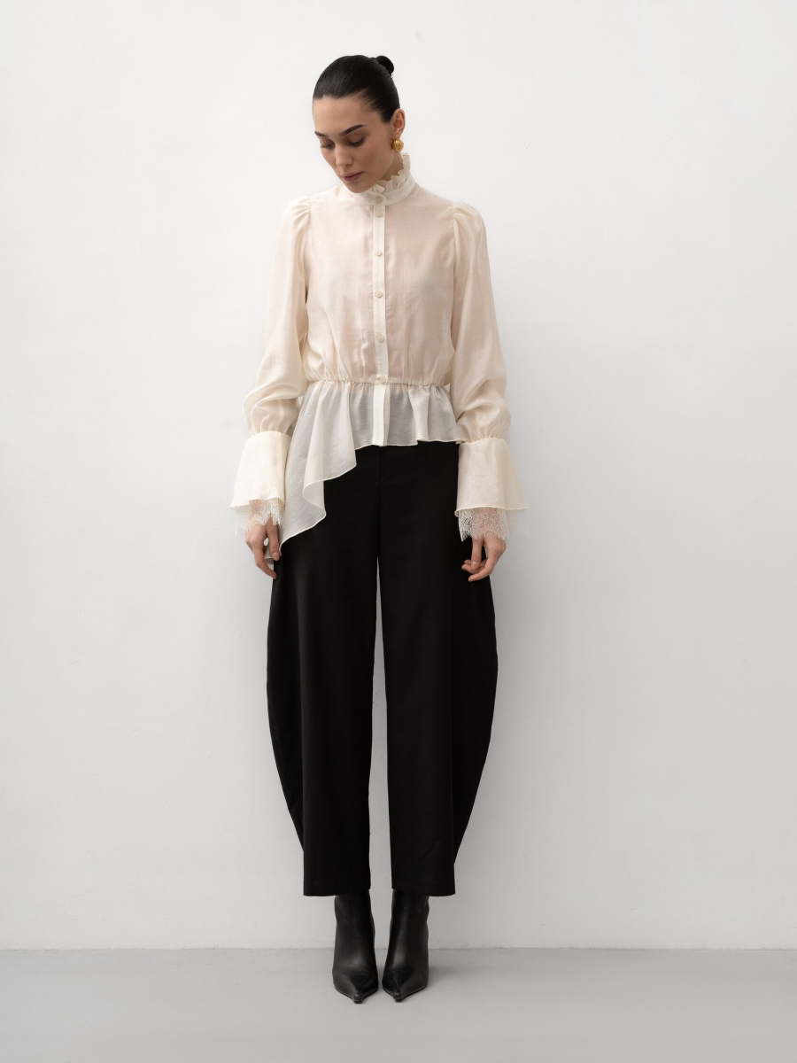 Блуза с кружевом TRES, цвет: молочный, НФ-00001889 купить онлайн