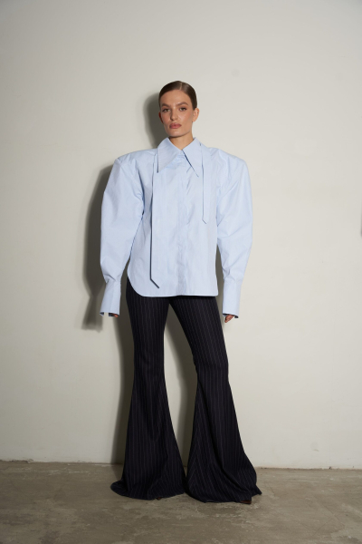 Рубашка в полоску 90-е YONSRU, цвет: голубой,  купить онлайн