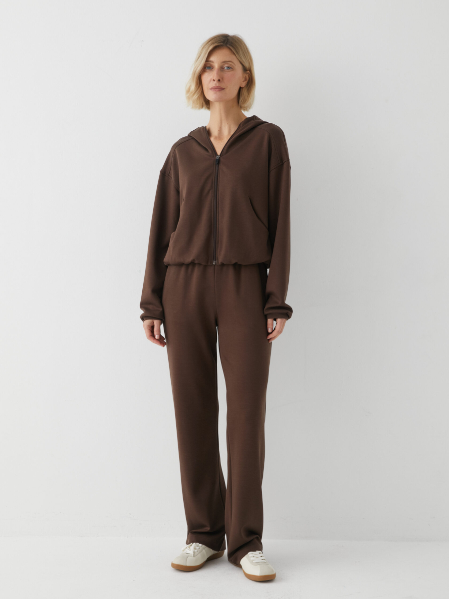 Худи на молнии из интерлока Marou, цвет: коричневый, Mar_26021601 купить онлайн
