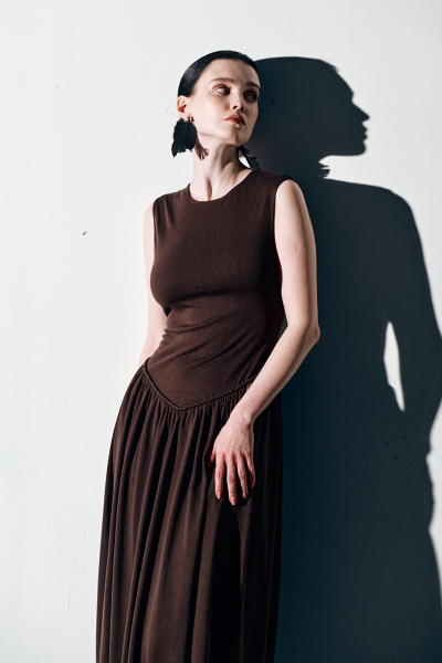 Трикотажное платье-баллон DREAMS BY ALENA AKHMADULLINA, цвет: коричневый, 126103130404677/108000 купить онлайн