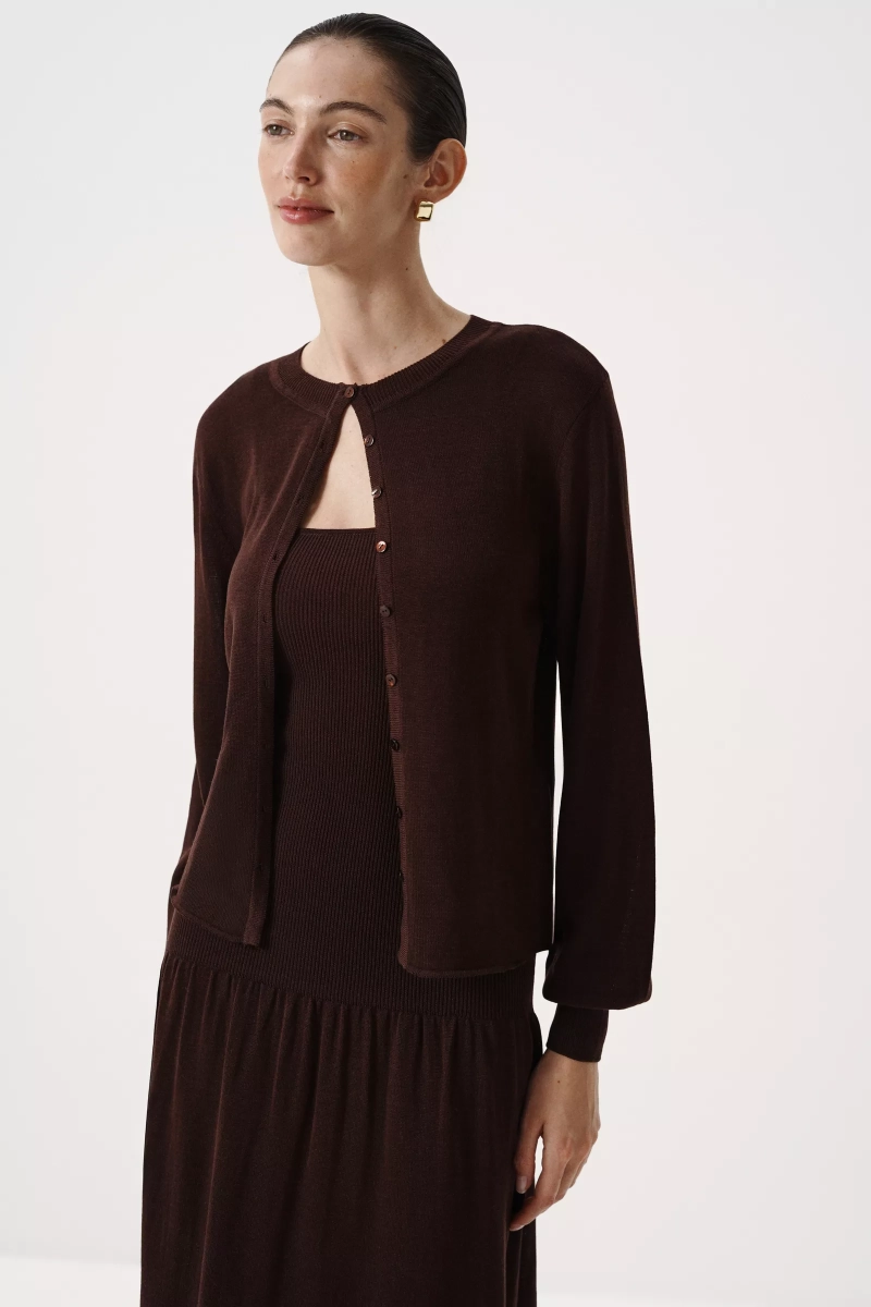 Кардиган из лиоцелла и шерсти Charmstore, цвет: шоколадный, 305-588119-551 купить онлайн