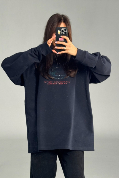 Лонгслив со стразами BLUE Label .B, цвет: blue, Tp.03.4.M1.1125BL купить онлайн