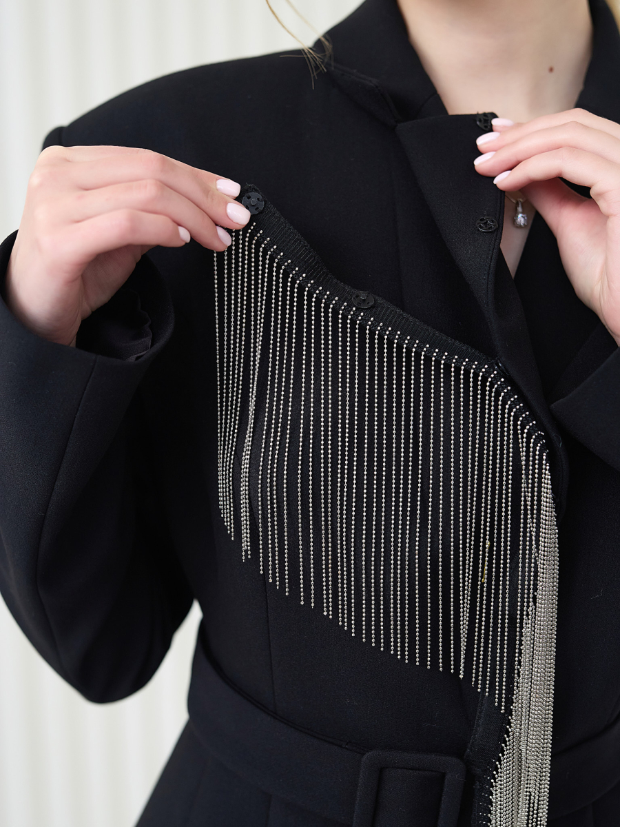 Жакет-платье с бахромой I.B.W., цвет: Черный, EJ011 купить онлайн