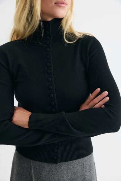 Кардиган на пуговицах из шерсти с кашемиром Daisyknit, цвет: Черный,  купить онлайн