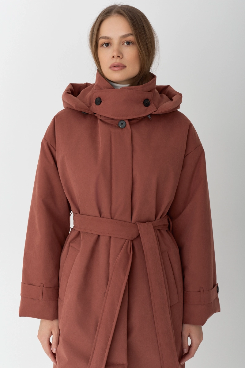Пальто однобортное утепленное Ricoco, цвет: терракотовый, 7012/1 купить онлайн