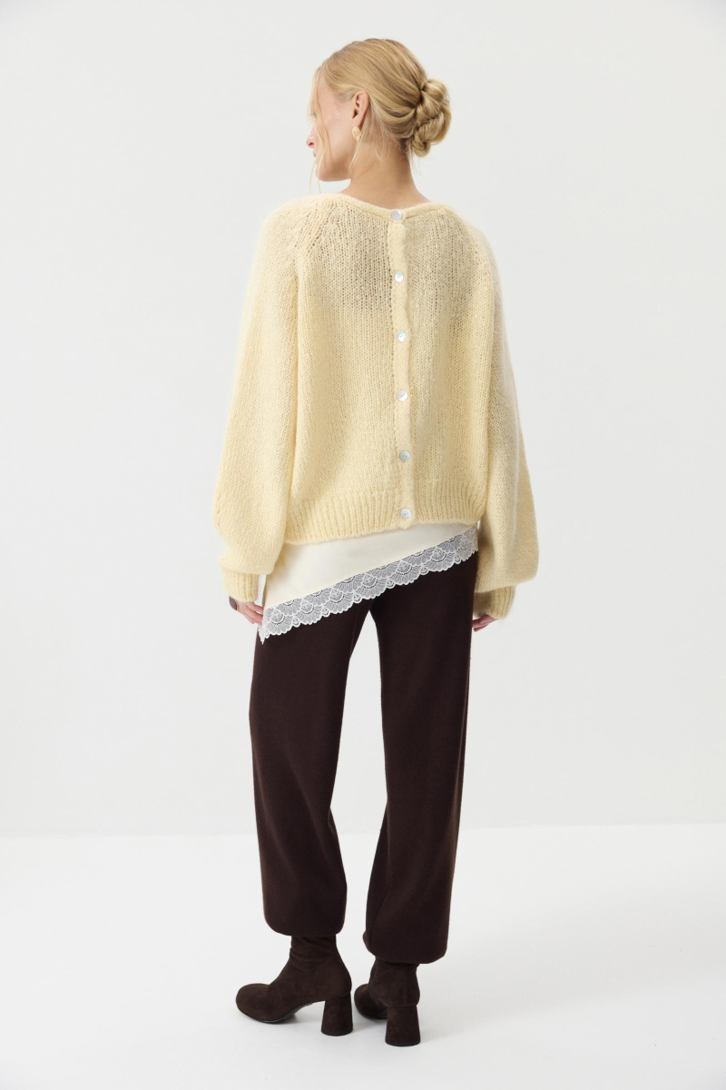 Кардиган из шерсти мериноса и альпаки Charmstore, цвет: Сливочный, 305-44098-121 купить онлайн
