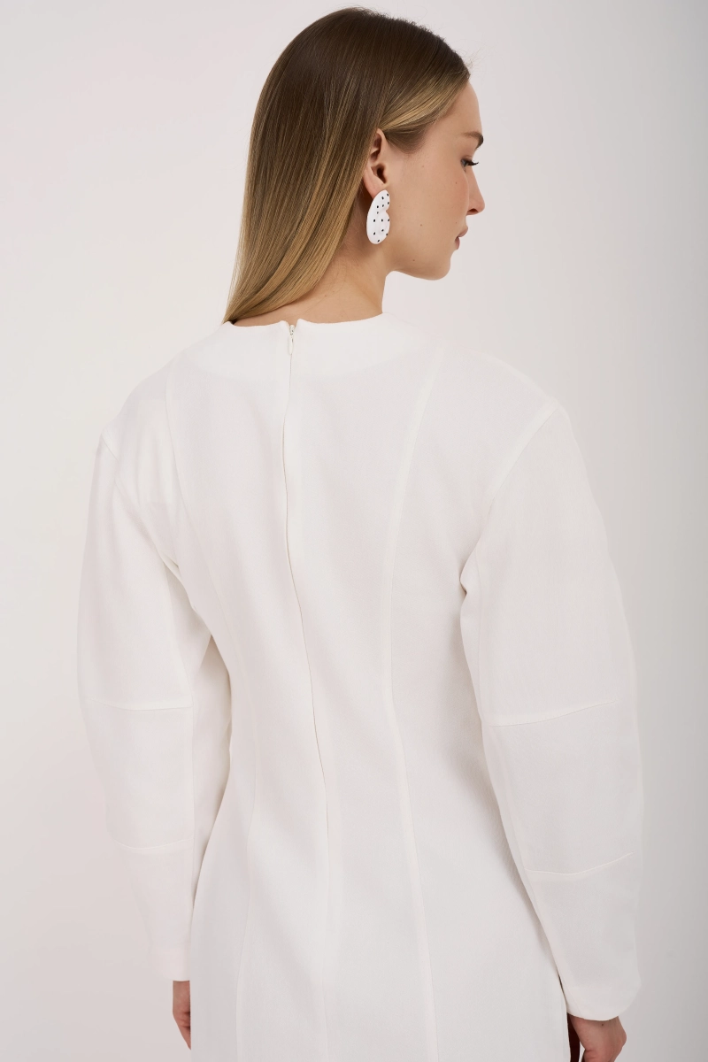 Платье с О-образной линией плеча из мягкого денима Ricoco, цвет: молочный,  купить онлайн