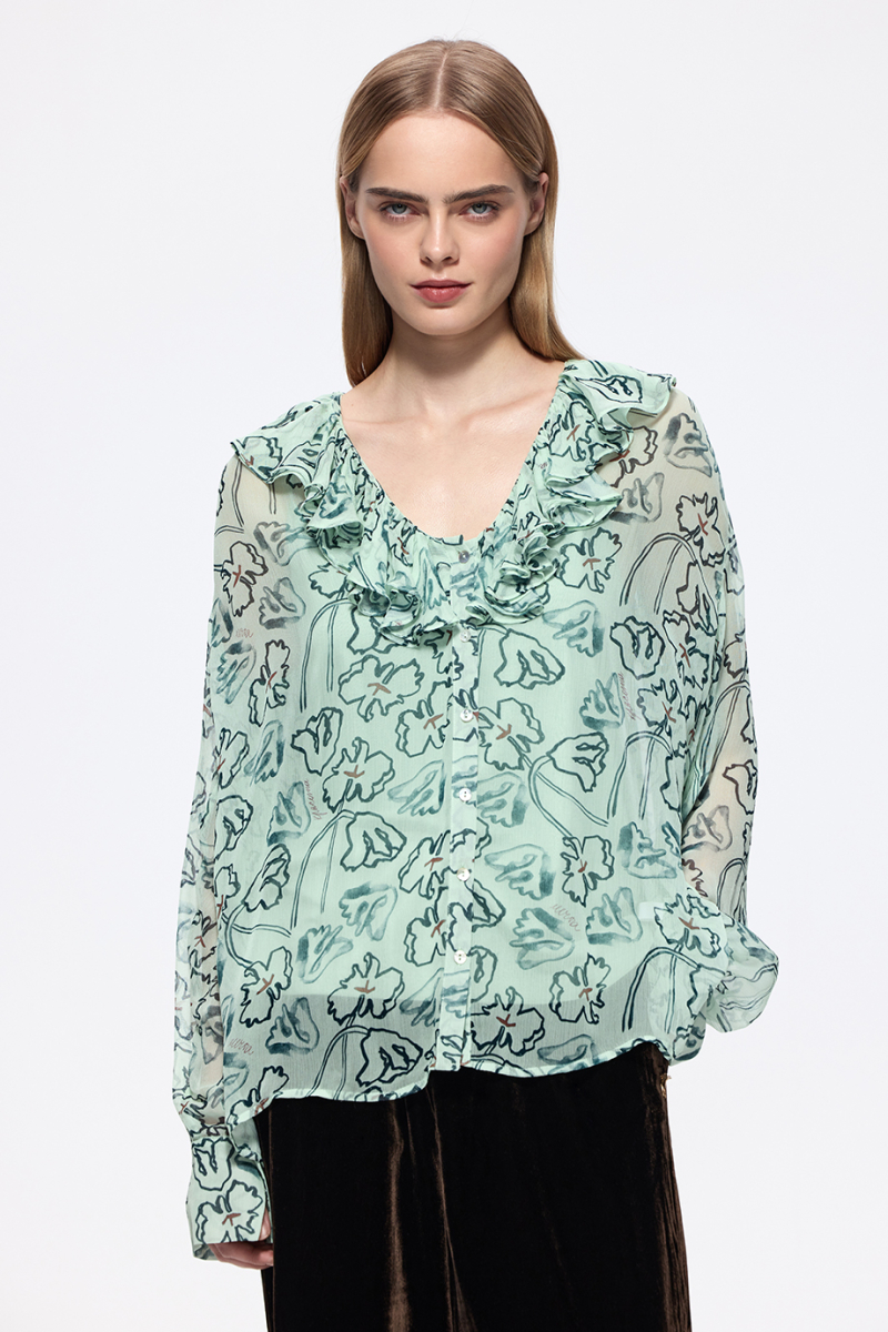 Блузка из шифона с принтом