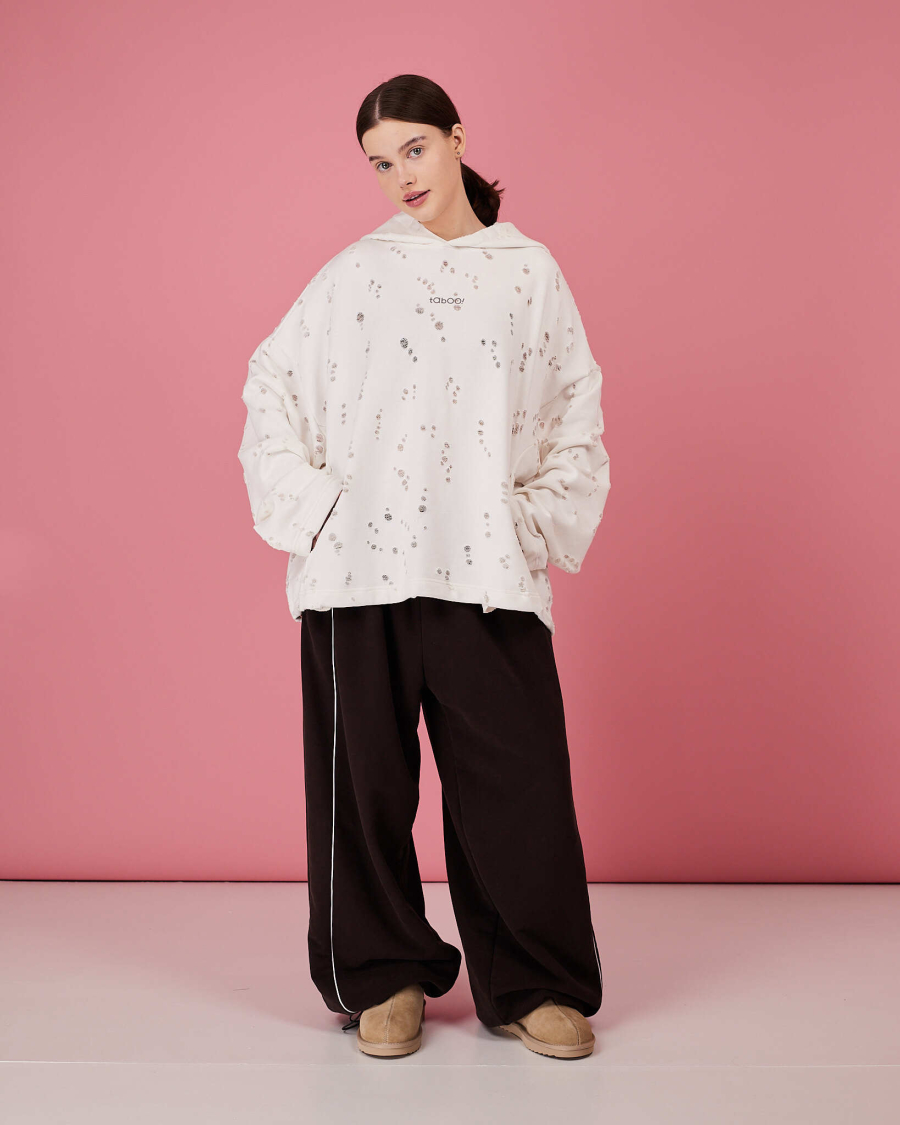 Табуха с затяжками рванка TABOO, цвет: молочный, TsZ01 купить онлайн