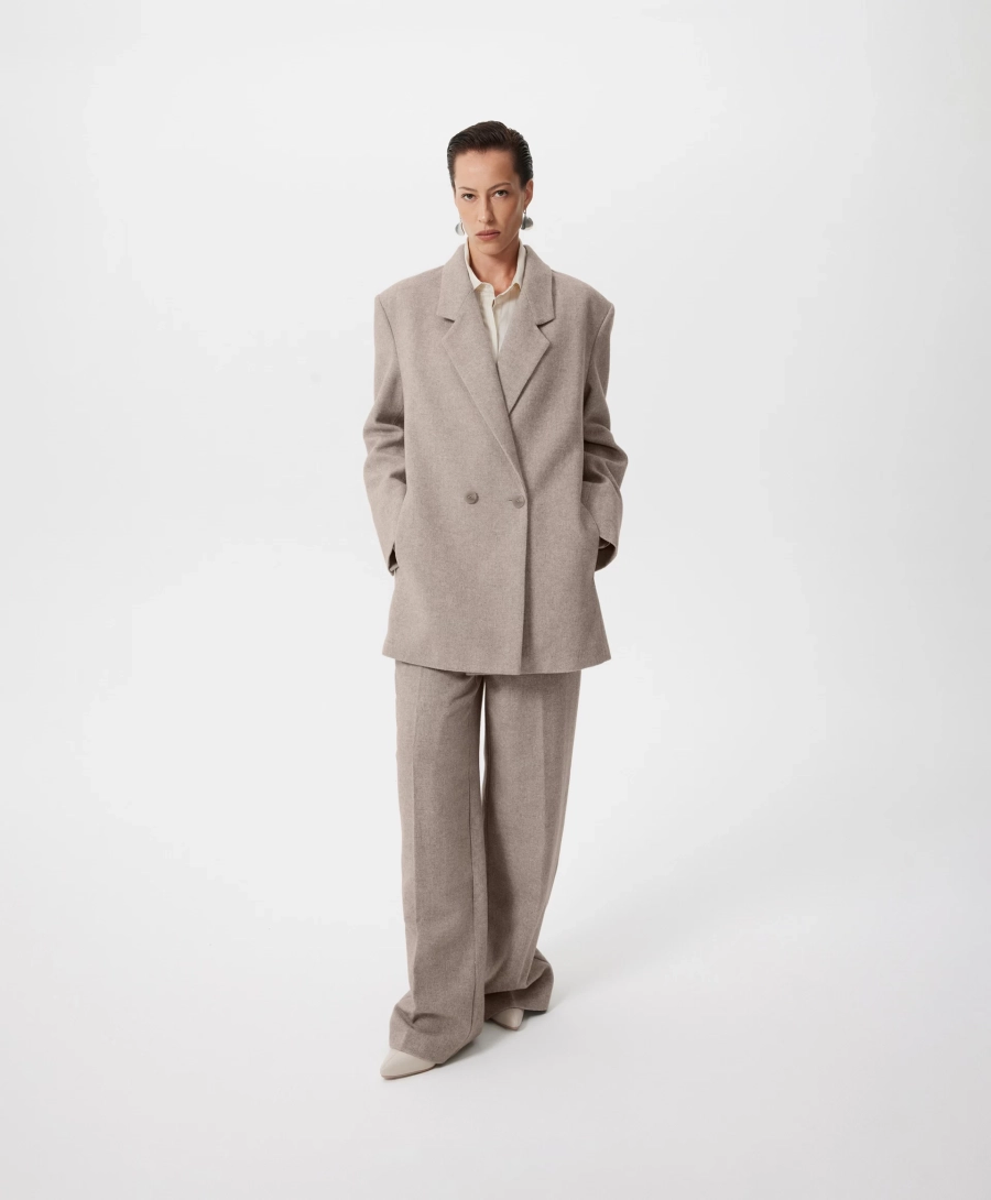 Пиджак из полушерстяного твида "в елочку" GLVR, цвет: бежевый, 225G33GAC4801 купить онлайн