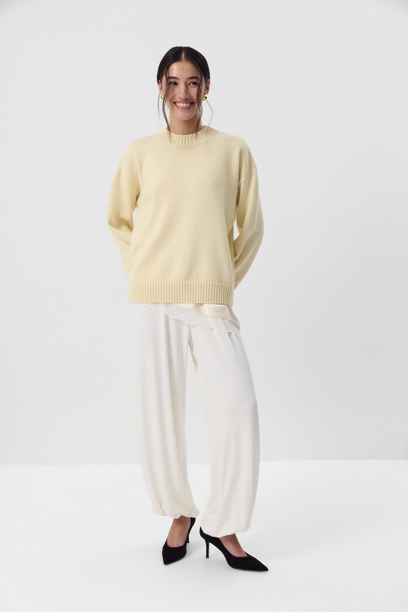 Джемпер из мериносовой шерсти с круглым вырезом Charmstore, цвет: Сливочный, 303-44798-121 купить онлайн