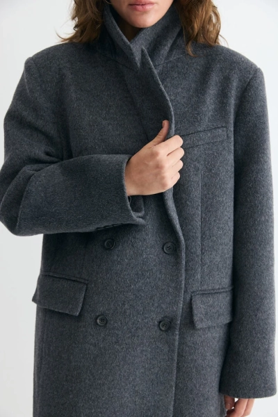 Пальто из итальянской шерсти Daisyknit, цвет: графитовый  |новая коллекция купить онлайн