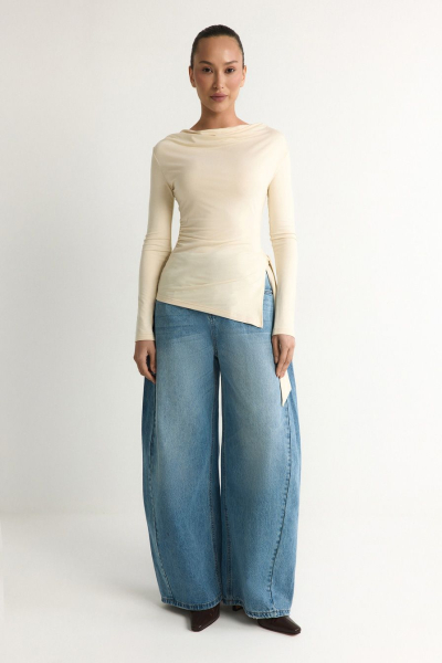 Лонгслив из смесовой вискозы TOPTOP, цвет: молочный, TT.025.19447.120 купить онлайн