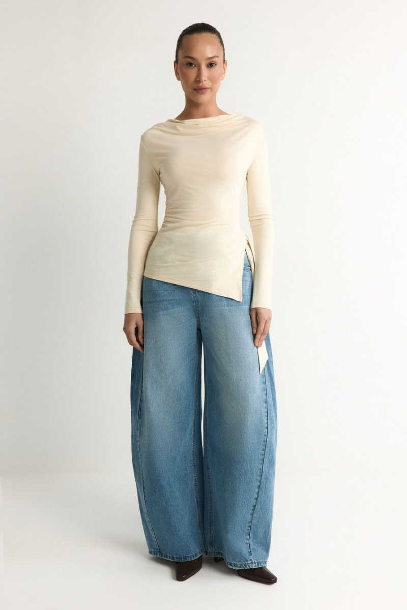 Лонгслив из смесовой вискозы TOPTOP, цвет: молочный, TT.025.19447.120 купить онлайн