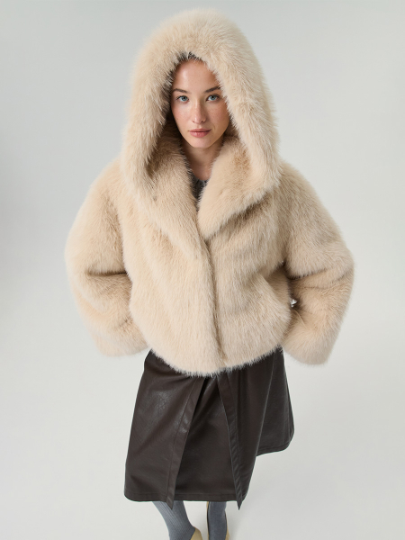 Экошуба оверсайз с капюшоном Only me, цвет: Светло-бежевый, ЭШ5533 купить онлайн