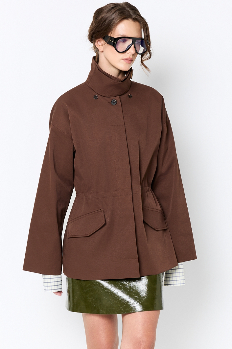 Тренч со съемным кейпом Ricoco, цвет: шоколадный, 7058/1 купить онлайн