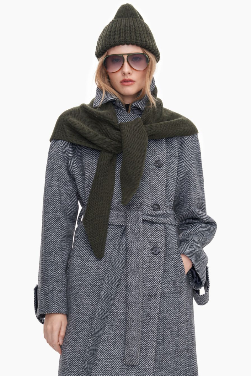 Косынка из смесовой шерсти мериноса TOPTOP, цвет: хаки TT.604.15131.510 купить онлайн