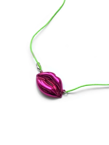 Серебряное колье "Поцелованная" fuchsia