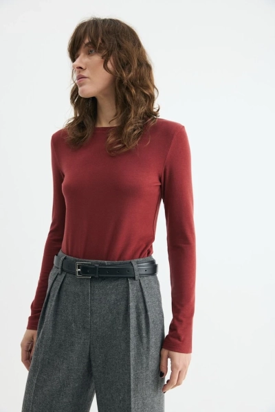 Лонгслив трикотажный с шерстью Daisyknit, цвет: кирпичный,  купить онлайн