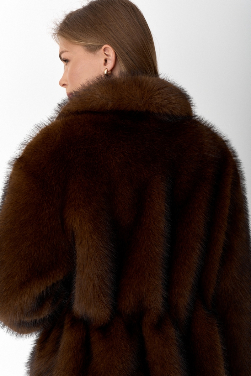Шуба из экомеха Ricoco, цвет: шоколадный, 7010/1 купить онлайн