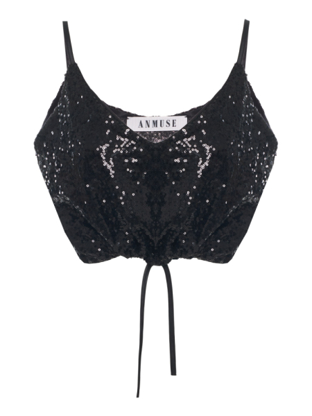 Топ со шнурком пайетки