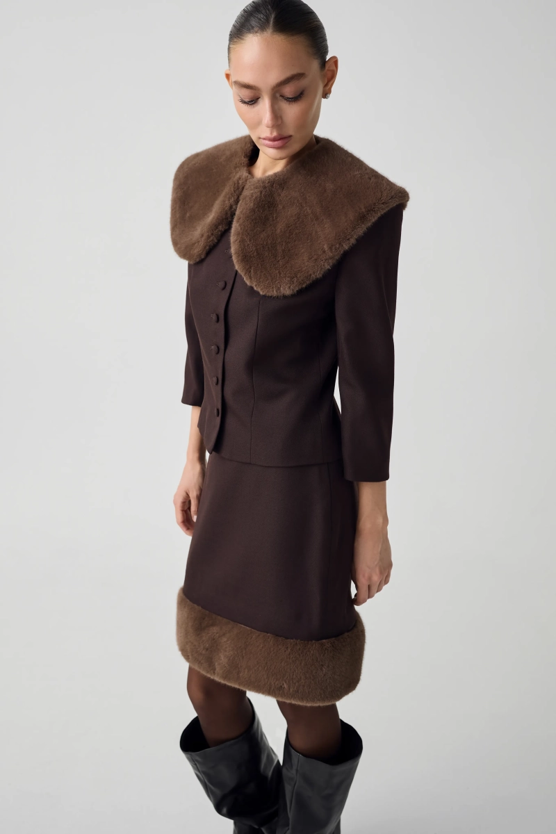 Жакет со съемным воротником Shtripling, цвет: шоколадный, SHJKT007CHK купить онлайн