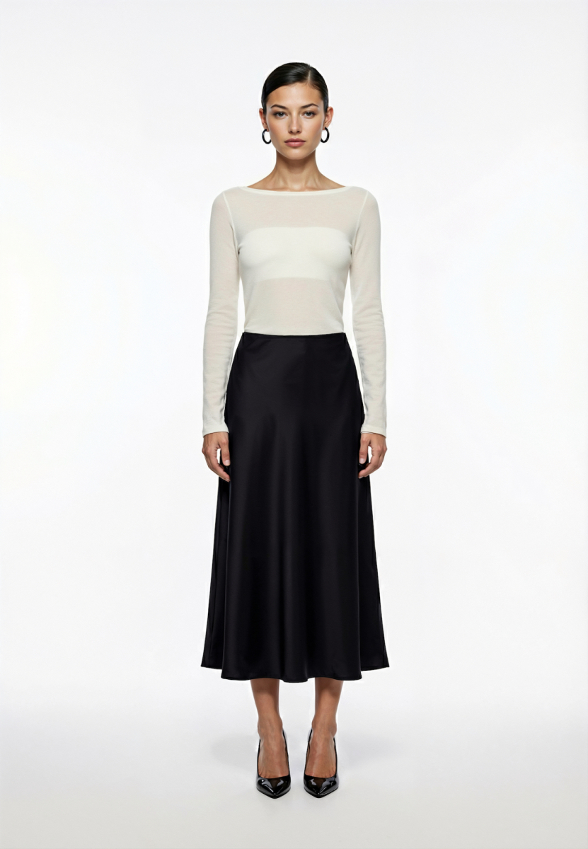 Юбка миди из атласа