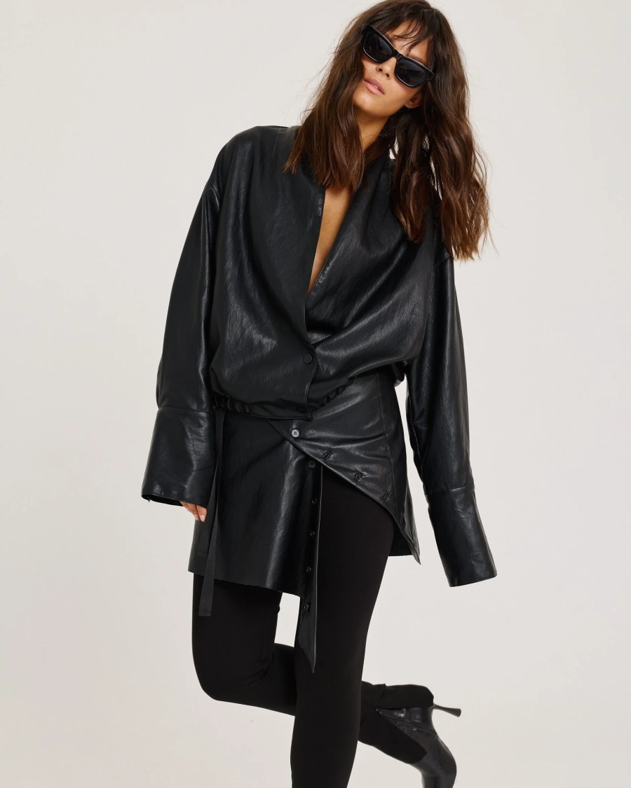 Бомбер из экокожи BLACK Anmuse, цвет: Черный, JCK25W207-BLC купить онлайн