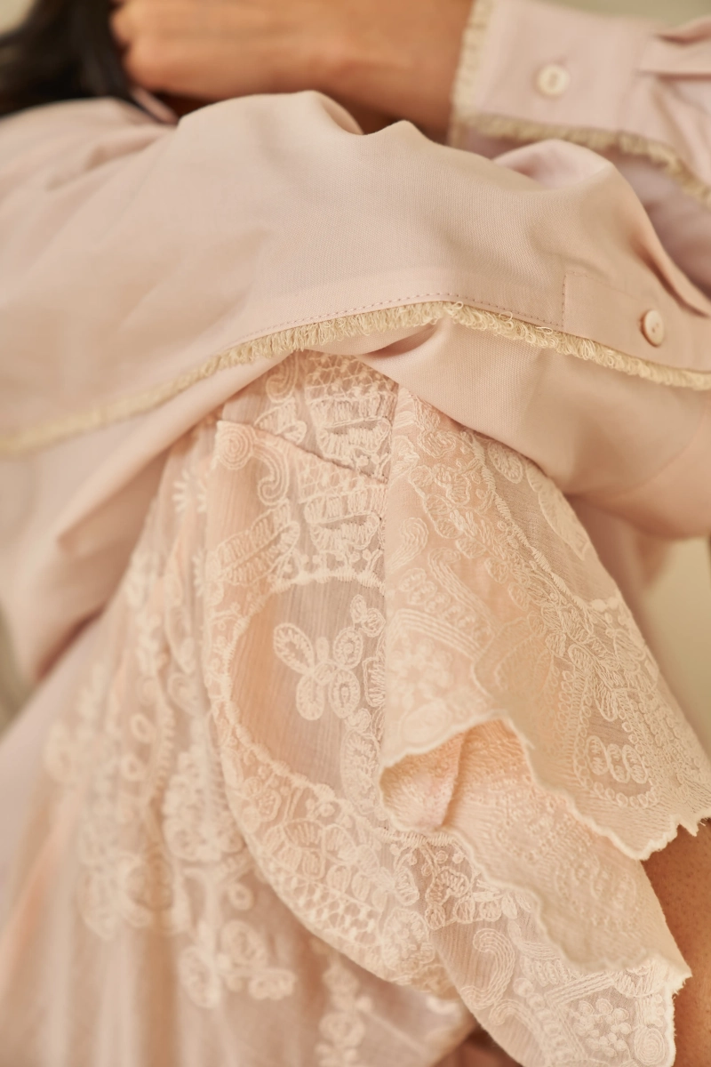 Рубашка Лиссабон с бахромой и вышивкой Journey clothes, цвет: Персиковый,  купить онлайн