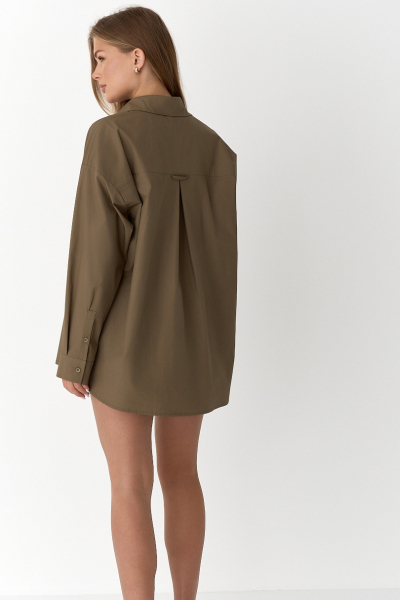 Рубашка оверсайз из хлопка Ricoco, цвет: оливковый, 7000/2 купить онлайн