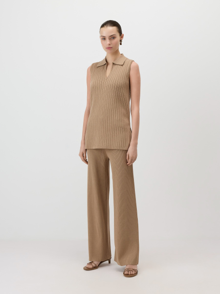 Прямой топ с разрезами Conso, цвет: бежевый, KM 260736 - бежевый купить онлайн