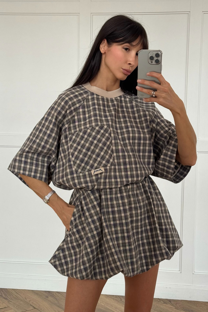 Юбка-баллон в клетку Label .B, цвет: Сине-коричневый,  купить онлайн