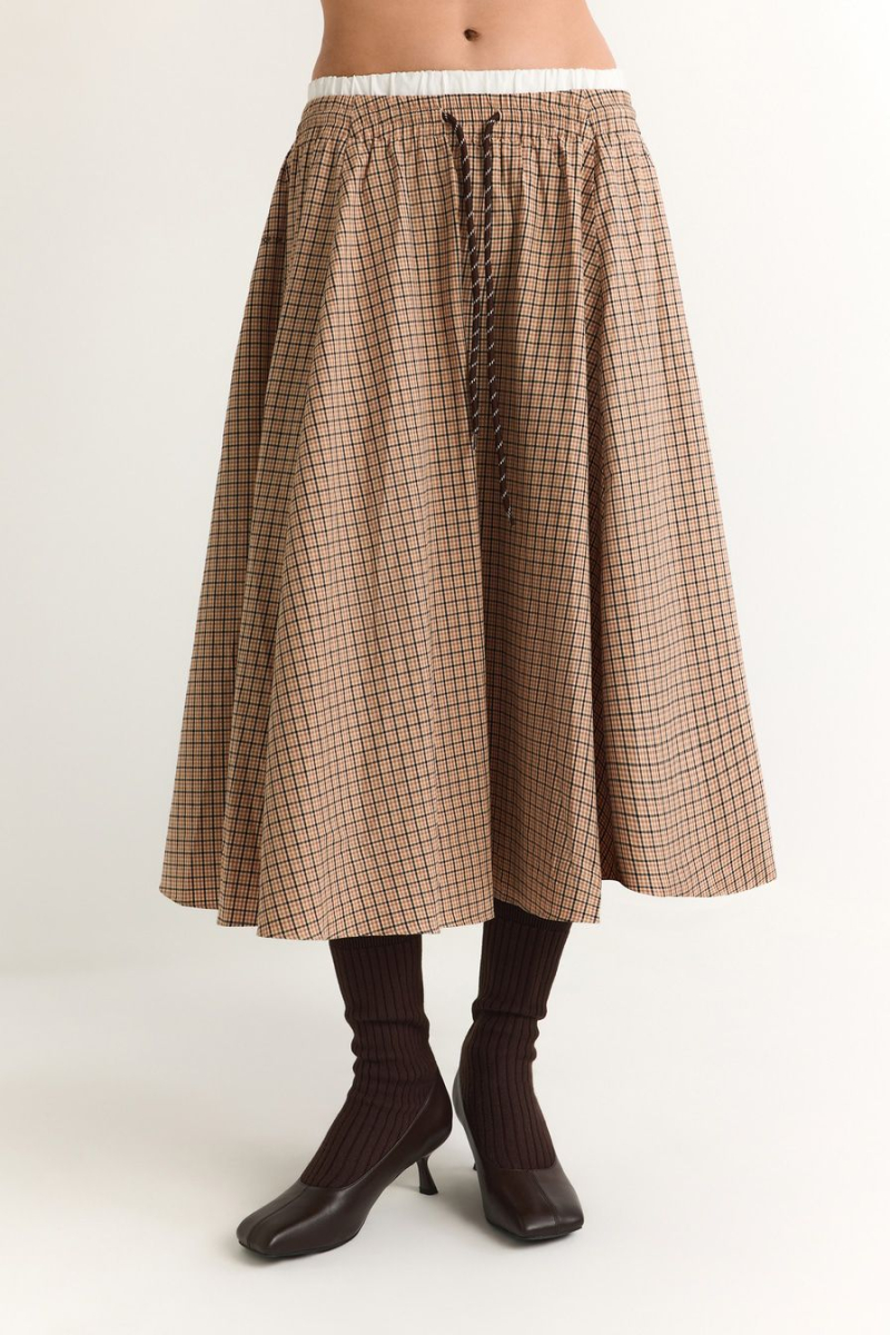 Юбка из 100% хлопка TOPTOP, цвет: коричневый с принтом, TT.071.18818.701 купить онлайн