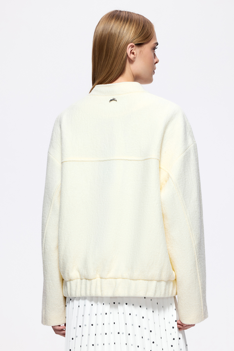 Бомбер из шерстяного букле DREAMS BY ALENA AKHMADULLINA, цвет: белый, 126101010204439/413000 купить онлайн