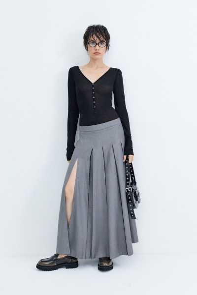 Юбка-миди со складками TOPTOP, цвет: серый, TT.071.15844.800 купить онлайн