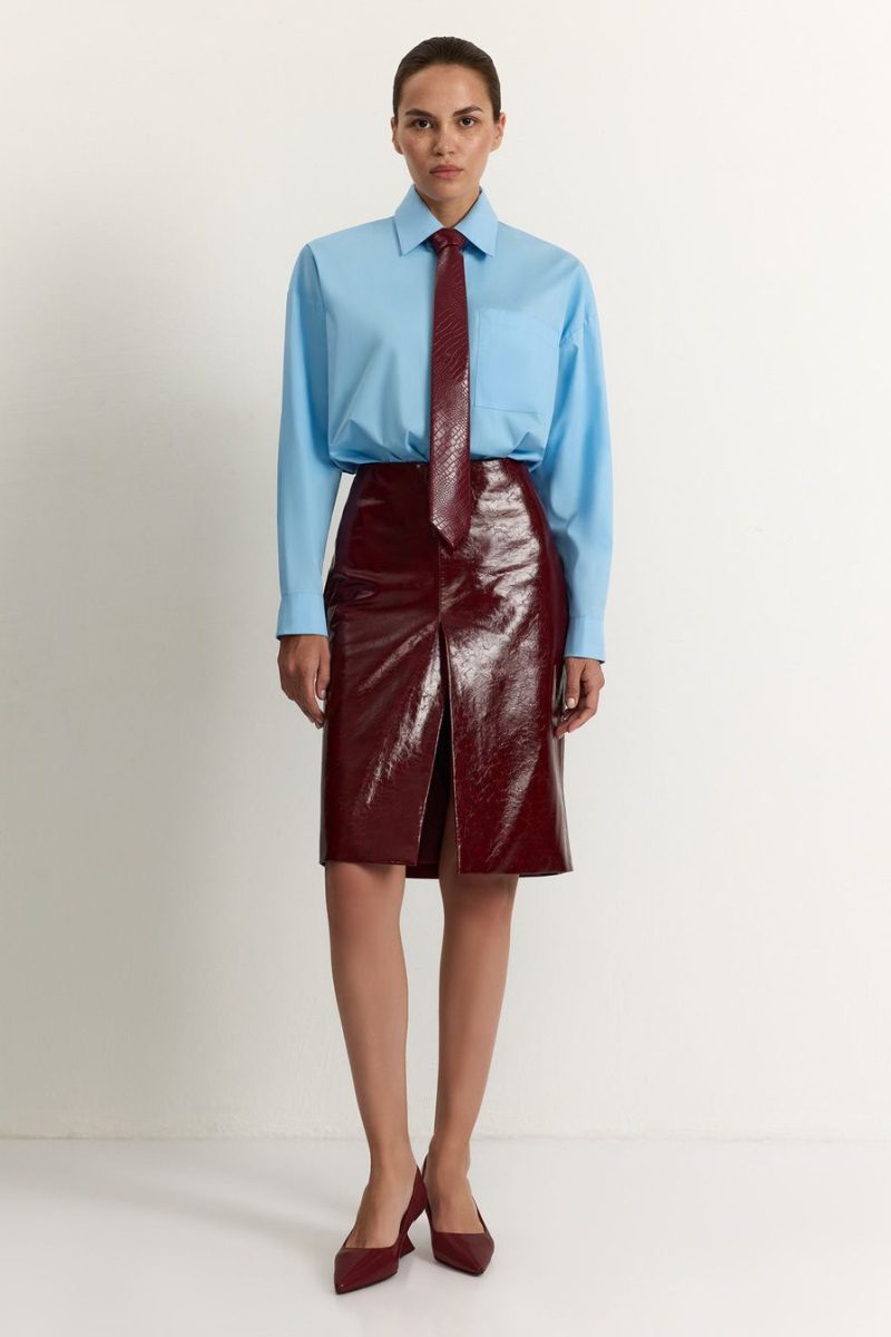 Галстук из экокожи TOPTOP, цвет: Бордовый TT.615.18100.330 купить онлайн