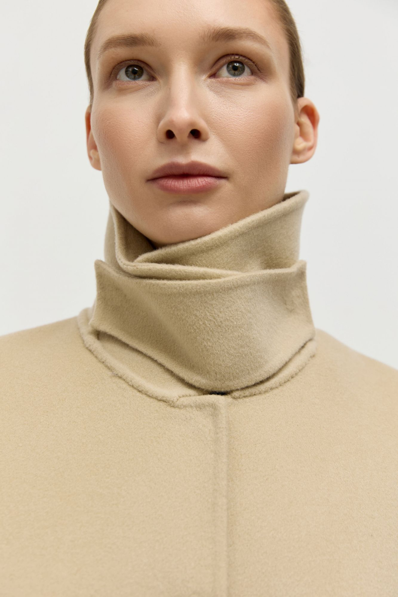 Пальто из шерсти мериноса AROUND, цвет: бежевый, 210_72M12 купить онлайн