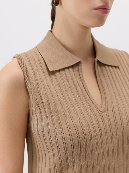 Прямой топ с разрезами Conso, цвет: бежевый, KM 260736 - бежевый купить онлайн