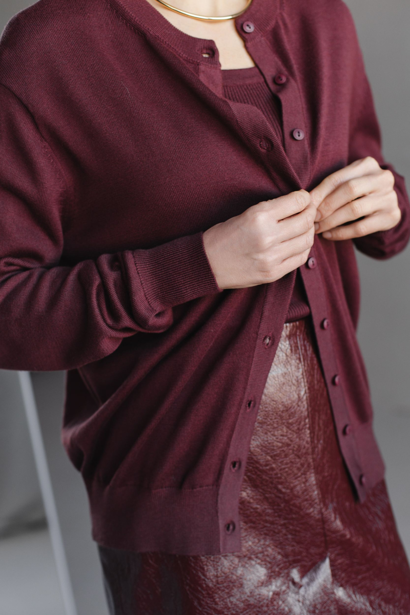 Кардиган из вискозы с шерстью VLVT, цвет: Бордовый, 00-00005137 купить онлайн