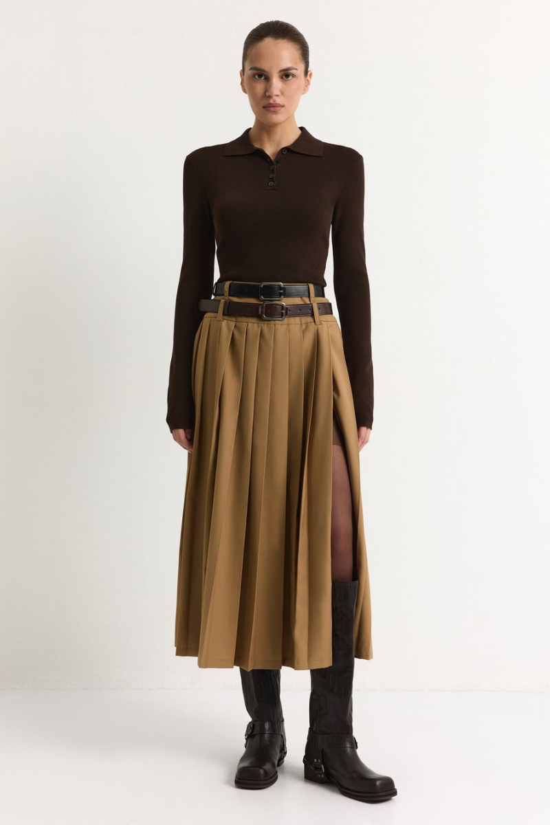 Юбка с двойным ремнем TOPTOP, цвет: бежевый, TT.072.17852.110 купить онлайн