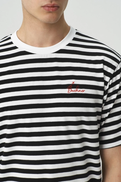 Футболка из хлопка в полоску Oversize Stripes BUCHNER, цвет: черно-белый,  купить онлайн