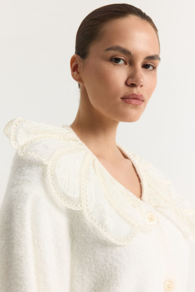 Кардиган с кружевным воротником TOPTOP, цвет: молочный, TTS.051.18653.120 купить онлайн