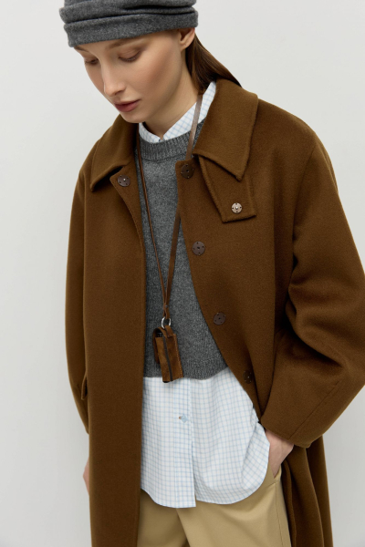 Пальто из шерсти мериноса AROUND, цвет: коричневый, 210_72M48 купить онлайн