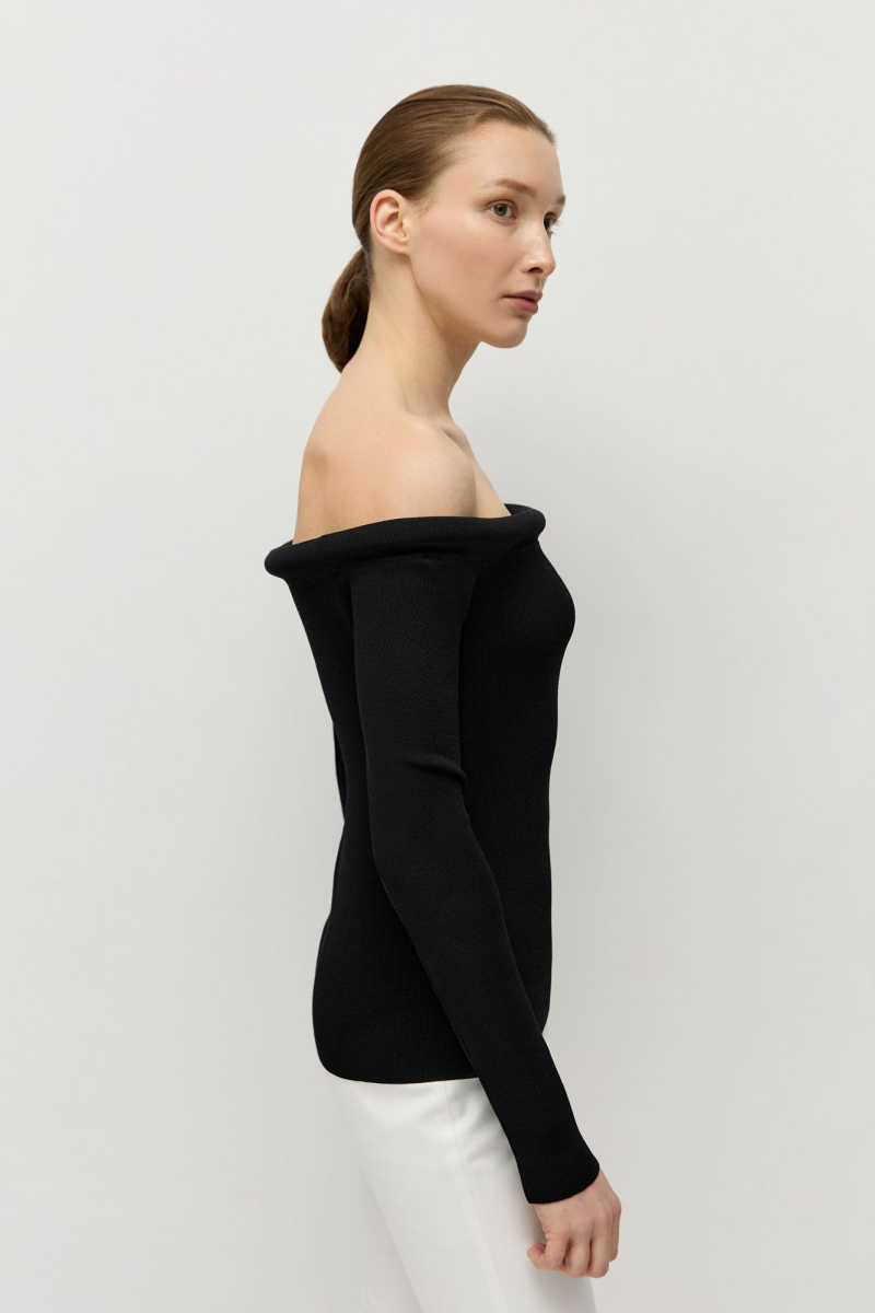 Джемпер с открытыми плечами из вискозы AROUND, цвет: Черный, 219_121VN04 купить онлайн