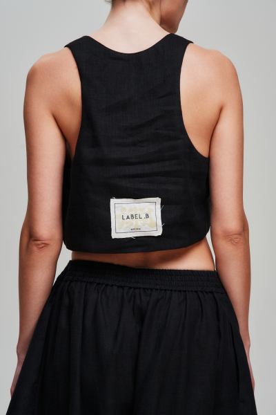 Топ изо льна Label .B, цвет: Черный,  купить онлайн
