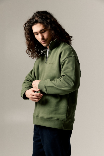 Свитшот с воротником на молнии Walk Oversize BUCHNER, цвет: хаки SW0123003KH |новая коллекция купить онлайн