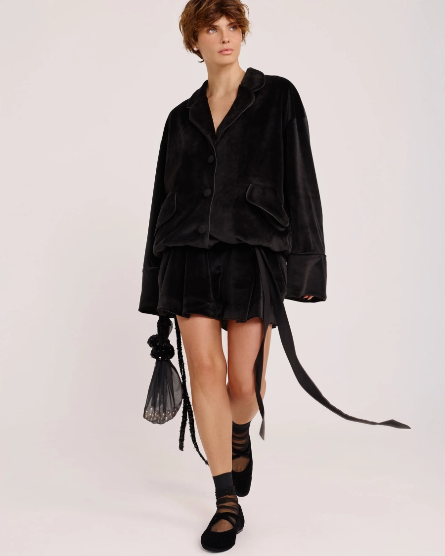 Жакет-бомбер из бархата BLACK Anmuse, цвет: Черный, JCK25W213-BLC купить онлайн