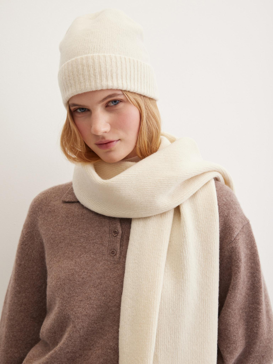 Шарф из шерсти мериноса и кашемира Chaika, цвет: молочный AW25SF02-01 купить онлайн